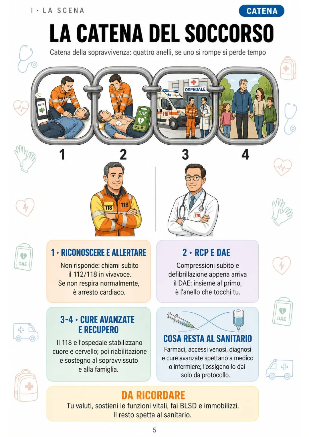 La catena della sopravvivenza in 4 anelli (ERC 2025) e il confine tra soccorritore e sanitario