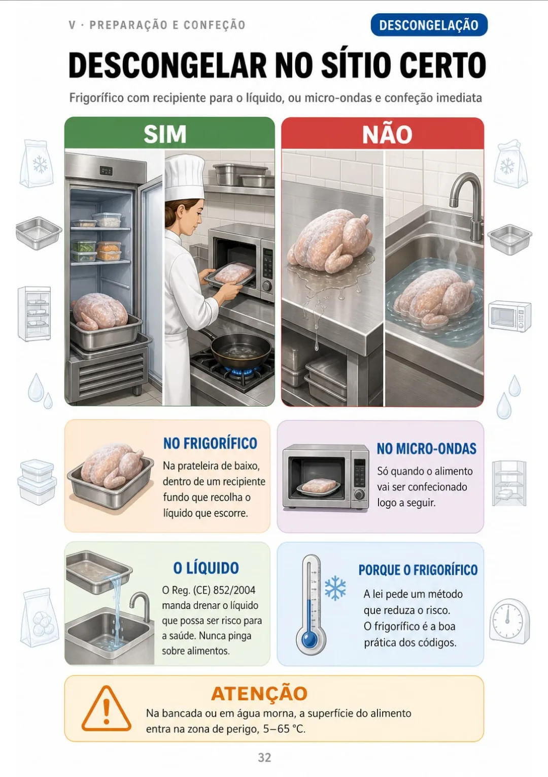 Frigorífico + recipiente para o líquido, ou micro-ondas com confeção imediata: nunca na bancada.