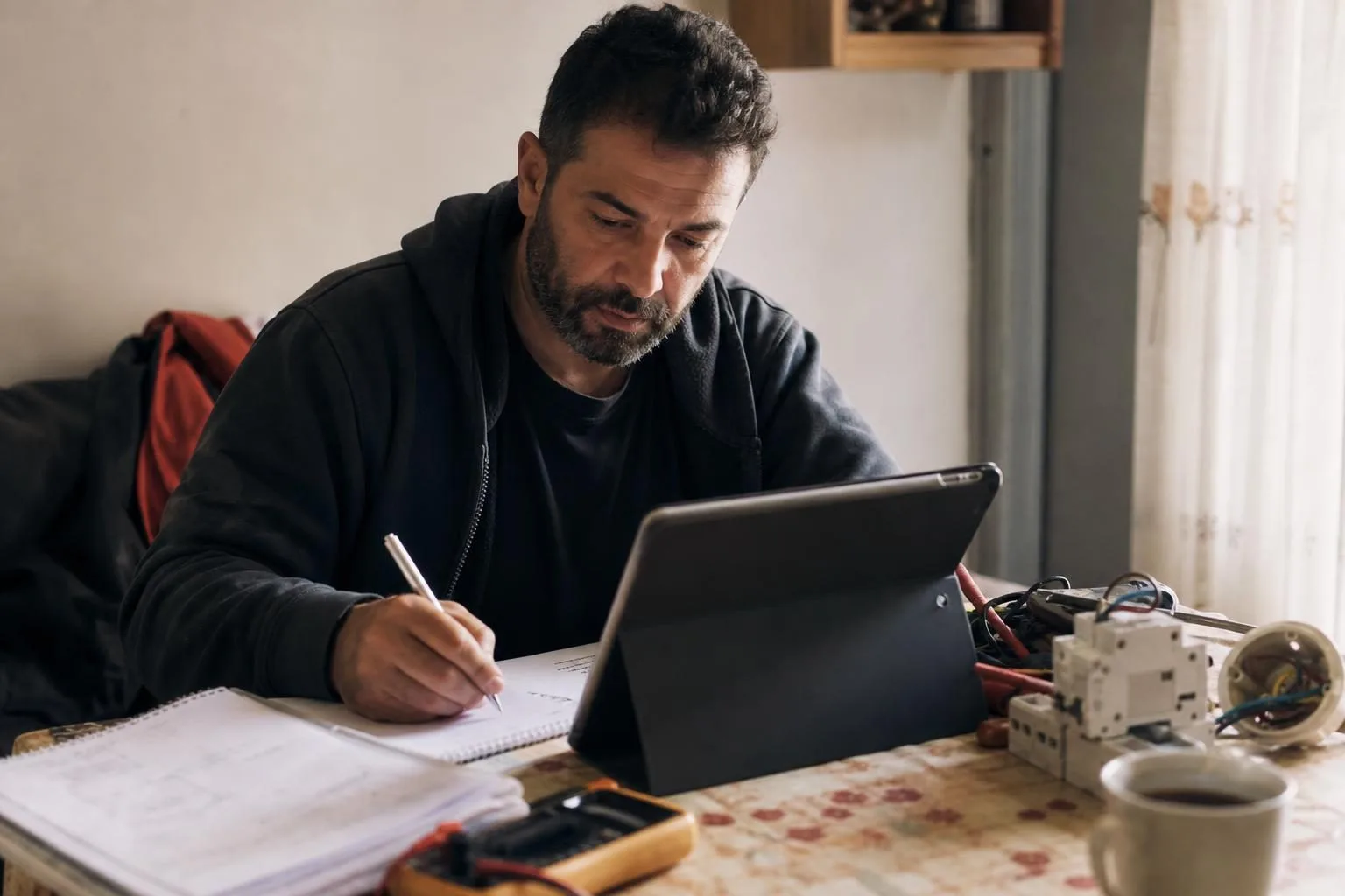 Δουλεύεις ως βοηθός ηλεκτρολόγου