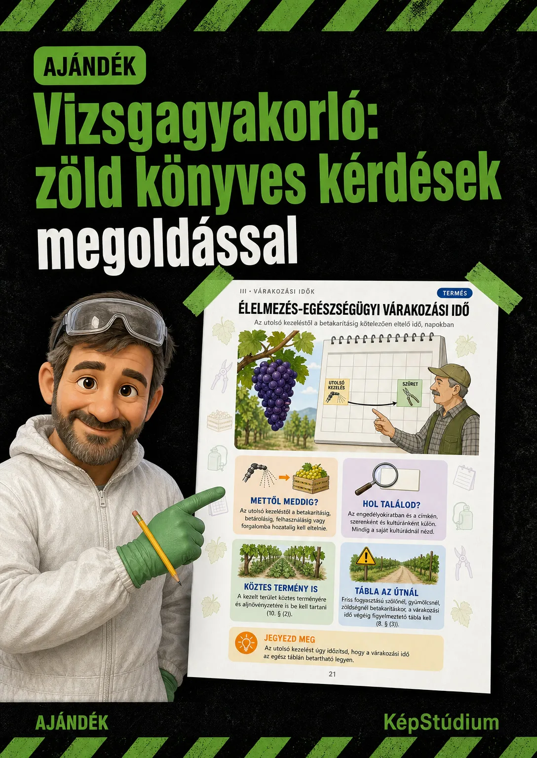 Vizsgagyakorló: zöld könyves kérdések megoldással